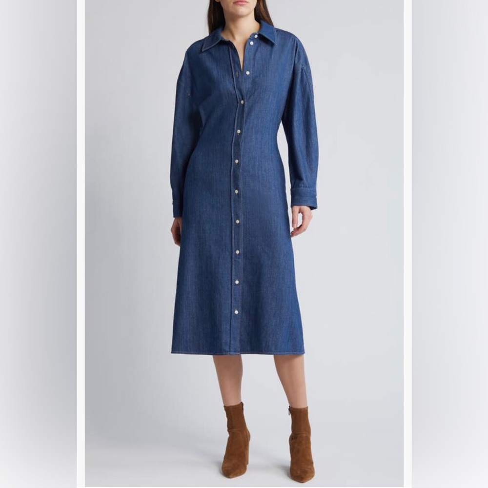 NWT $175 COS Long Sleeve Denim Shirtdress in BLUE MEDIUM DUSTY, Sizes 2 an 10!